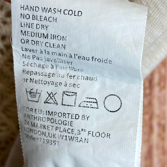 Anthropologie Tiny XS Celine Lace Top Blouse Cream Crochet Neckline Romancecore - Picture 9 of 9